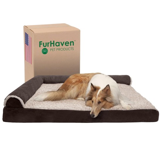 Furhaven Replacement Two Tone Faux Fur Suede L Shape Dog Bed Cover Machine Washable Stone Grey Medium Furhaven Replacement Two Tone Faux Fur Suede L Shape Dog Bed Cover Machine Washable Stone Grey Medium