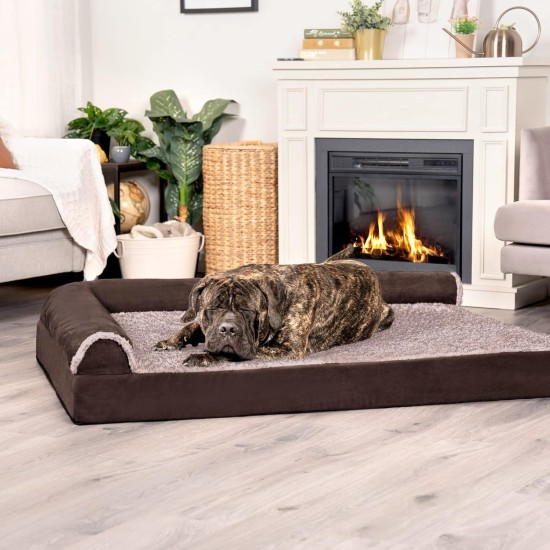 Furhaven Replacement Two Tone Faux Fur Suede L Shape Dog Bed Cover Machine Washable Stone Grey Medium Furhaven Replacement Two Tone Faux Fur Suede L Shape Dog Bed Cover Machine Washable Stone Grey Medium