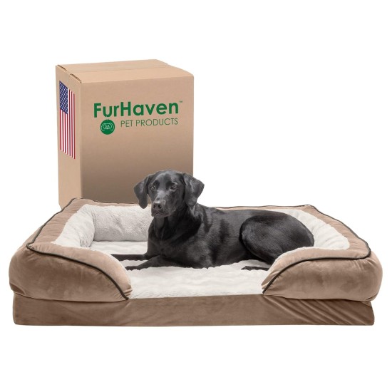 Furhaven Replacement Two Tone Faux Fur Suede L Shape Dog Bed Cover Machine Washable Stone Grey Medium Furhaven Replacement Two Tone Faux Fur Suede L Shape Dog Bed Cover Machine Washable Stone Grey Medium