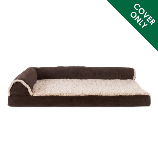 Furhaven Replacement Two Tone Faux Fur Suede L Shape Dog Bed Cover Machine Washable Stone Grey Medium Furhaven Replacement Two Tone Faux Fur Suede L Shape Dog Bed Cover Machine Washable Stone Grey Medium