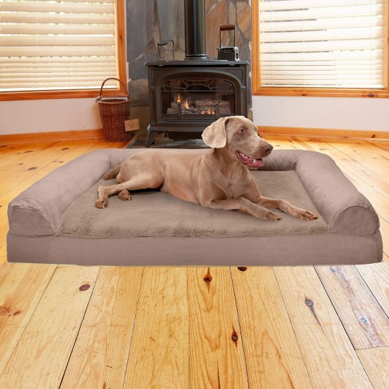 Furhaven Replacement Two Tone Faux Fur Suede L Shape Dog Bed Cover Machine Washable Stone Grey Medium Furhaven Replacement Two Tone Faux Fur Suede L Shape Dog Bed Cover Machine Washable Stone Grey Medium