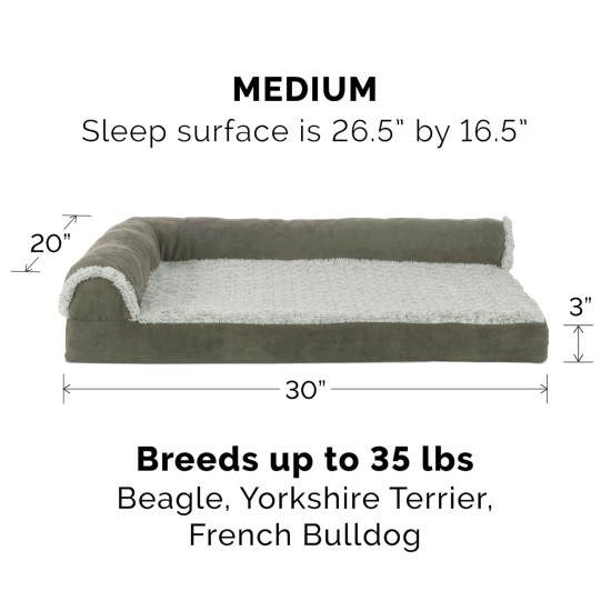 Furhaven Replacement Two Tone Faux Fur Suede L Shape Dog Bed Cover Machine Washable Stone Grey Medium Furhaven Replacement Two Tone Faux Fur Suede L Shape Dog Bed Cover Machine Washable Stone Grey Medium