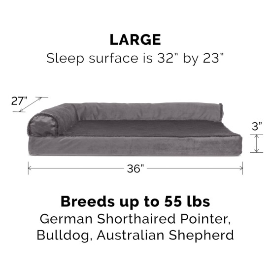 Furhaven Replacement Two Tone Faux Fur Suede L Shape Dog Bed Cover Machine Washable Stone Grey Medium Furhaven Replacement Two Tone Faux Fur Suede L Shape Dog Bed Cover Machine Washable Stone Grey Medium