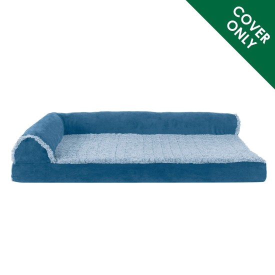 Furhaven Replacement Two Tone Faux Fur Suede L Shape Dog Bed Cover Machine Washable Stone Grey Medium Furhaven Replacement Two Tone Faux Fur Suede L Shape Dog Bed Cover Machine Washable Stone Grey Medium