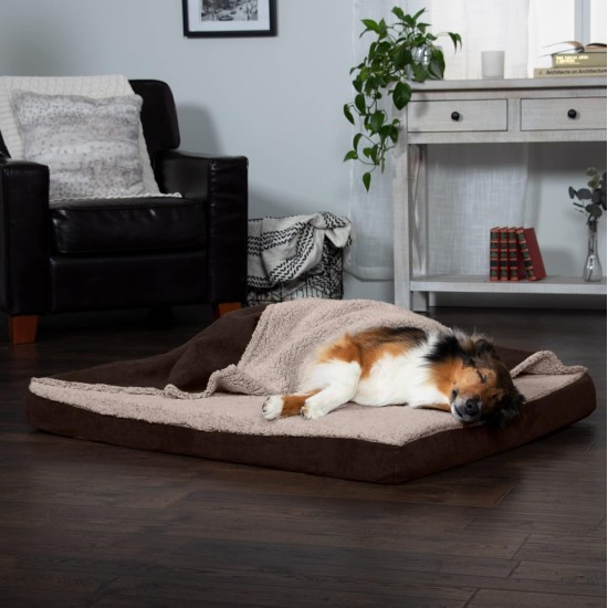 Furhaven Replacement Two Tone Faux Fur Suede L Shape Dog Bed Cover Machine Washable Stone Grey Medium Furhaven Replacement Two Tone Faux Fur Suede L Shape Dog Bed Cover Machine Washable Stone Grey Medium