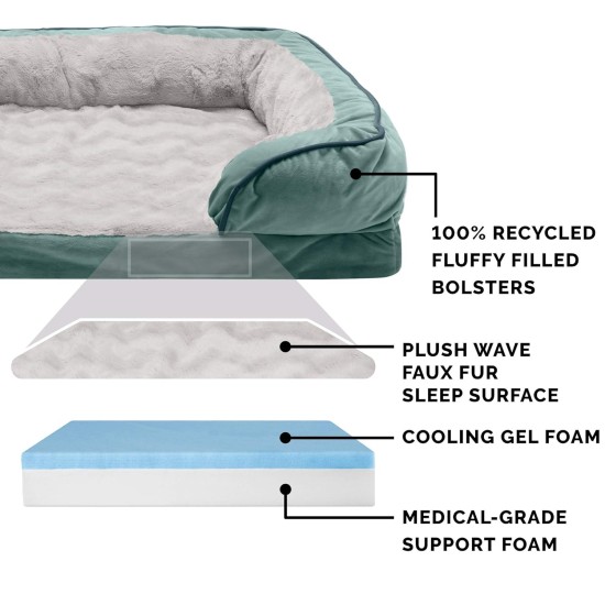 Furhaven Replacement Two Tone Faux Fur Suede L Shape Dog Bed Cover Machine Washable Stone Grey Medium Furhaven Replacement Two Tone Faux Fur Suede L Shape Dog Bed Cover Machine Washable Stone Grey Medium