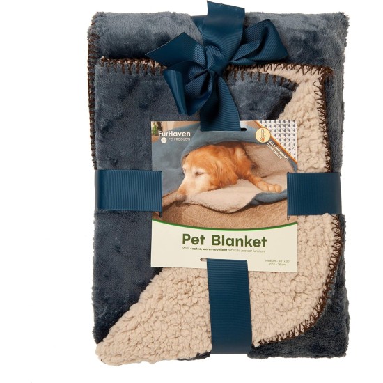 Furhaven Waterproof and Self Warming Throw Blanket for Dogs and House Cats, Washable and Reflects Body Heat, Terry Cloth and Sherpa Dog Blanket, Cozy Denim, Medium Furhaven Waterproof and Self Warming Throw Blanket for Dogs and House Cats, Washable and Reflects Body Heat, Terry Cloth and Sherpa Dog Blanket, Cozy Denim, Medium