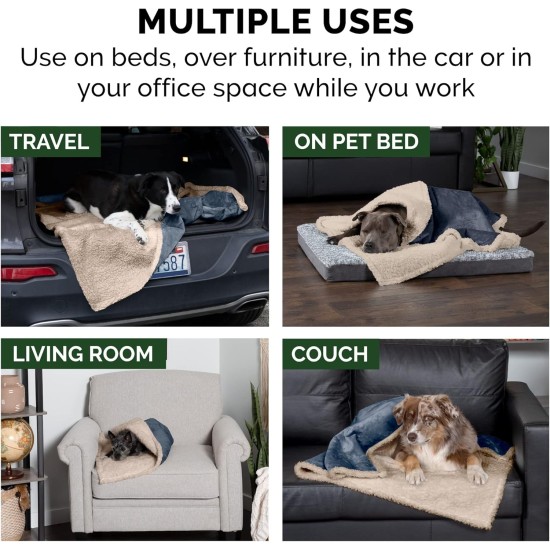 Furhaven XL Waterproof Calming Plush Long Faux Fur & Velvet Dog Blanket, Washable, Taupe, Extra Large Furhaven XL Waterproof Calming Plush Long Faux Fur & Velvet Dog Blanket, Washable, Taupe, Extra Large