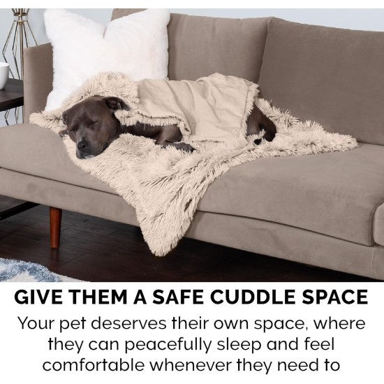 Furhaven XL Waterproof Calming Plush Long Faux Fur & Velvet Dog Blanket, Washable, Taupe, Extra Large Furhaven XL Waterproof Calming Plush Long Faux Fur & Velvet Dog Blanket, Washable, Taupe, Extra Large