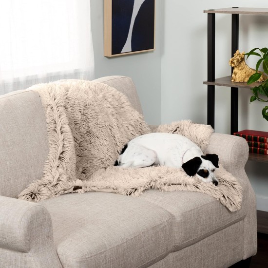 Furhaven XL Waterproof Calming Plush Long Faux Fur & Velvet Dog Blanket, Washable, Taupe, Extra Large Furhaven XL Waterproof Calming Plush Long Faux Fur & Velvet Dog Blanket, Washable, Taupe, Extra Large