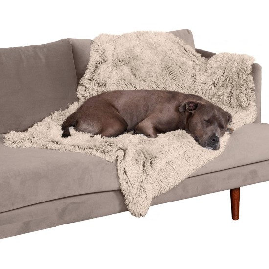 Furhaven XL Waterproof Calming Plush Long Faux Fur & Velvet Dog Blanket, Washable, Taupe, Extra Large Furhaven XL Waterproof Calming Plush Long Faux Fur & Velvet Dog Blanket, Washable, Taupe, Extra Large