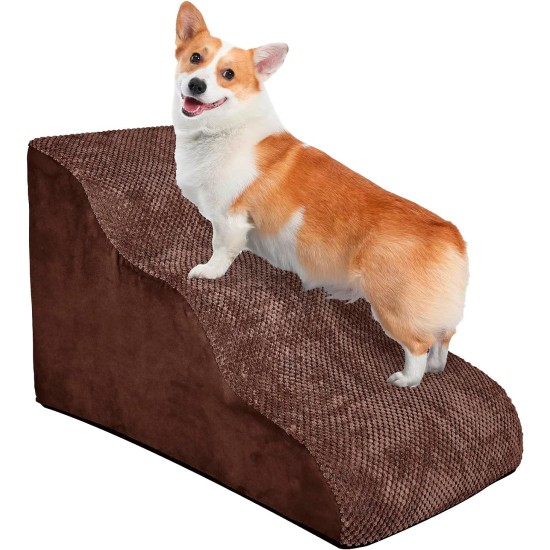 GONICVIN Dog Stairs, 3 Steps Pet Stairs for Small, Medium Dogs and Cats, Non-Slip Soft Dog Stairs with Removable, Washable Cover, Suitable for Bed, Couch GONICVIN Dog Stairs, 3 Steps Pet Stairs for Small, Medium Dogs and Cats, Non-Slip Soft Dog Stairs with Removable, Washable Cover, Suitable for Bed, Couch