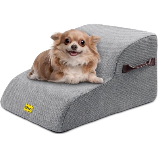 Gimars Upgrade Dog Stairs for Small, Medium and Large Dogs, Sturdy 30D High Density Foam, Extra Wide Deep Non-Slip Pet Stairs, Removable Washable Cover for Couch, Sofa