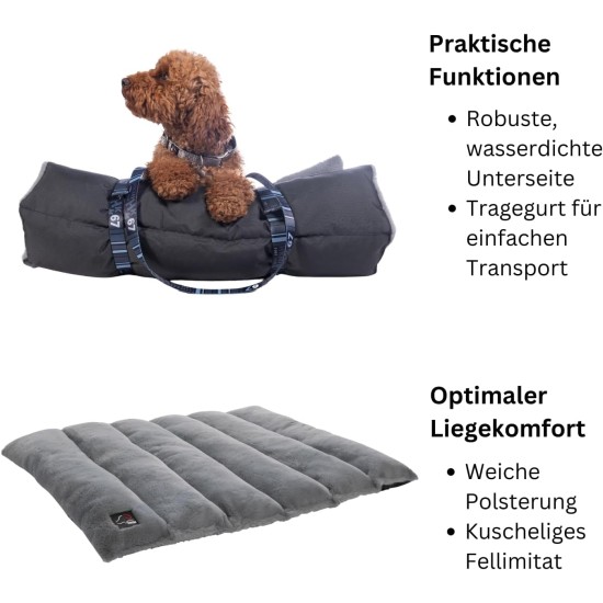 HKM Dog Blanket for Travel, Dog Mat, Travel Blanket, Dog. Waterproof Underside for Use as a Dog Bed Outdoor. (Black/Grey, S) HKM Dog Blanket for Travel, Dog Mat, Travel Blanket, Dog. Waterproof Underside for Use as a Dog Bed Outdoor. (Black/Grey, S)