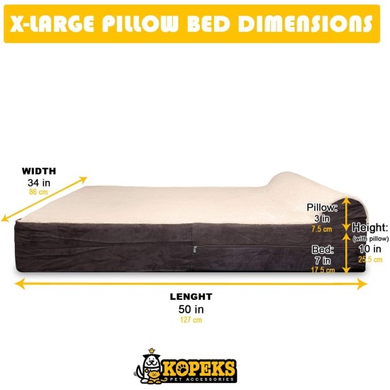 KOPEKS Replacement Memory Foam Plush Dog Bed Cover Brown XL KOPEKS Replacement Memory Foam Plush Dog Bed Cover Brown XL