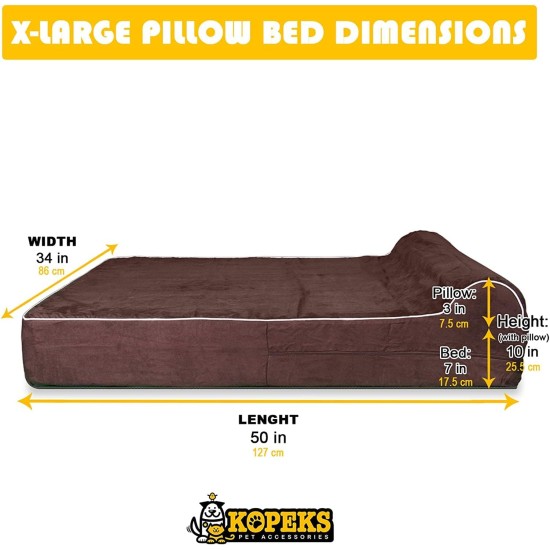 KOPEKS Replacement Memory Foam Plush Dog Bed Cover Brown XL KOPEKS Replacement Memory Foam Plush Dog Bed Cover Brown XL