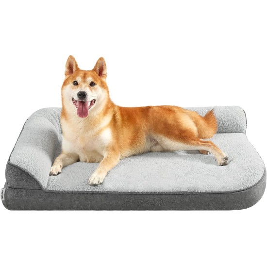 Lesure Orthopaedic Dog Bed Medium Dogs - 91.4 x 68.5 x 16.5 cm Dog Sofa with Egg-shaped Crate Foam and Waterproof Lining, Cosy Washable Dog Couch Dog Bed, Grey Lesure Orthopaedic Dog Bed Medium Dogs - 91.4 x 68.5 x 16.5 cm Dog Sofa with Egg-shaped Crate Foam and Waterproof Lining, Cosy Washable Dog Couch Dog Bed, Grey