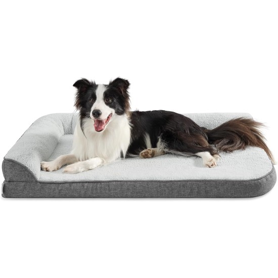 Lesure Orthopaedic Dog Bed Medium Dogs - 91.4 x 68.5 x 16.5 cm Dog Sofa with Egg-shaped Crate Foam and Waterproof Lining, Cosy Washable Dog Couch Dog Bed, Grey Lesure Orthopaedic Dog Bed Medium Dogs - 91.4 x 68.5 x 16.5 cm Dog Sofa with Egg-shaped Crate Foam and Waterproof Lining, Cosy Washable Dog Couch Dog Bed, Grey