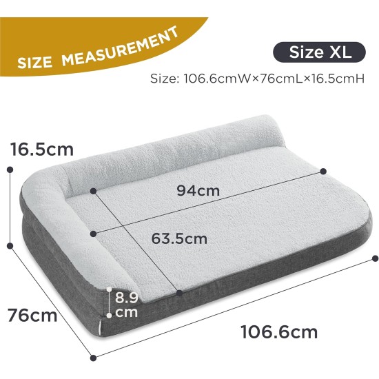 Lesure Orthopaedic Dog Bed Medium Dogs - 91.4 x 68.5 x 16.5 cm Dog Sofa with Egg-shaped Crate Foam and Waterproof Lining, Cosy Washable Dog Couch Dog Bed, Grey Lesure Orthopaedic Dog Bed Medium Dogs - 91.4 x 68.5 x 16.5 cm Dog Sofa with Egg-shaped Crate Foam and Waterproof Lining, Cosy Washable Dog Couch Dog Bed, Grey