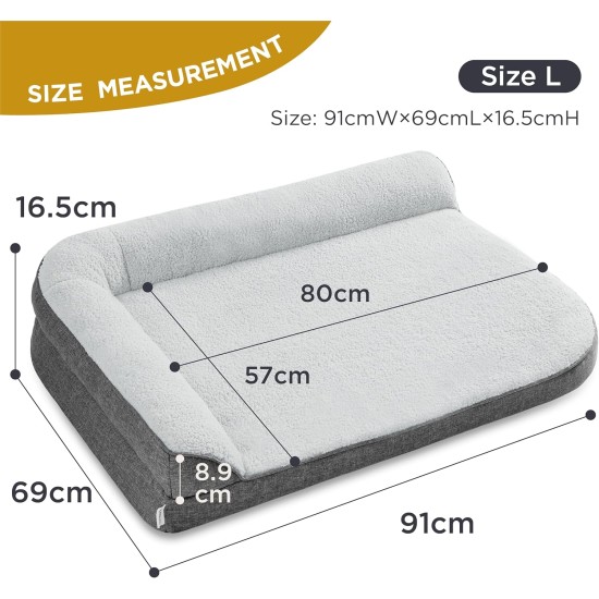 Lesure Orthopaedic Dog Bed Medium Dogs - 91.4 x 68.5 x 16.5 cm Dog Sofa with Egg-shaped Crate Foam and Waterproof Lining, Cosy Washable Dog Couch Dog Bed, Grey Lesure Orthopaedic Dog Bed Medium Dogs - 91.4 x 68.5 x 16.5 cm Dog Sofa with Egg-shaped Crate Foam and Waterproof Lining, Cosy Washable Dog Couch Dog Bed, Grey