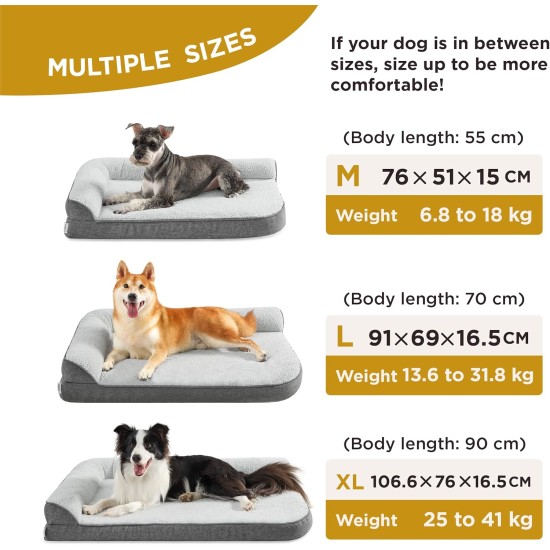 Lesure Orthopedic Dog Bed for Large Dogs, 106 x 76 x 16.5 cm, Dog Sofa with Egg Carton Foam and Waterproof Lining, Cosy, Washable, Grey Lesure Orthopedic Dog Bed for Large Dogs, 106 x 76 x 16.5 cm, Dog Sofa with Egg Carton Foam and Waterproof Lining, Cosy, Washable, Grey