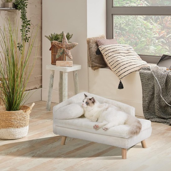 Luxury Cat Sofa, Pet Sofa with Backrest, Plush Cushion, Wooden Legs, Dog Sofa for Small Dogs, Relaxing Chair, Cat Chair for Large Cats, 70 x 40 x 39 cm, Beige Luxury Cat Sofa, Pet Sofa with Backrest, Plush Cushion, Wooden Legs, Dog Sofa for Small Dogs, Relaxing Chair, Cat Chair for Large Cats, 70 x 40 x 39 cm, Beige