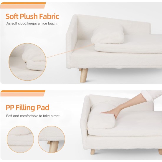 Luxury Cat Sofa, Pet Sofa with Backrest, Plush Cushion, Wooden Legs, Dog Sofa for Small Dogs, Relaxing Chair, Cat Chair for Large Cats, 70 x 40 x 39 cm, Beige Luxury Cat Sofa, Pet Sofa with Backrest, Plush Cushion, Wooden Legs, Dog Sofa for Small Dogs, Relaxing Chair, Cat Chair for Large Cats, 70 x 40 x 39 cm, Beige