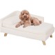Luxury Cat Sofa, Pet Sofa with Backrest, Plush Cushion, Wooden Legs, Dog Sofa for Small Dogs, Relaxing Chair, Cat Chair for Large Cats, 70 x 40 x 39 cm, Beige