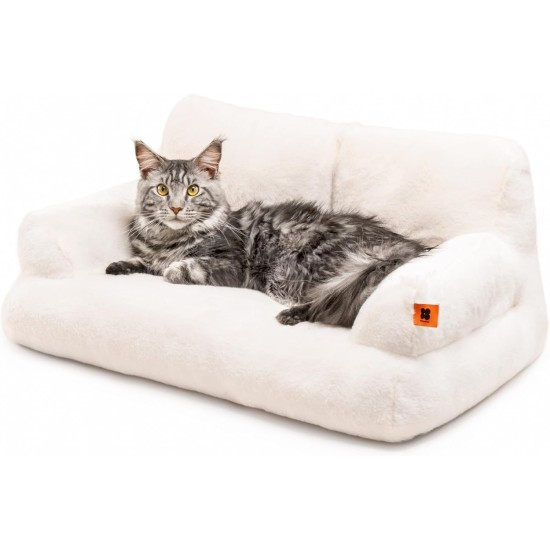 MEWOOFUN Large Cat Bed, Small Dog Sofa, Fluffy and Washable, Cat Sofa, Dog Bed for Cats, Soft Cat Bed, Cat Couch with Non-Slip Underside, White, 66 x 48 cm MEWOOFUN Large Cat Bed, Small Dog Sofa, Fluffy and Washable, Cat Sofa, Dog Bed for Cats, Soft Cat Bed, Cat Couch with Non-Slip Underside, White, 66 x 48 cm