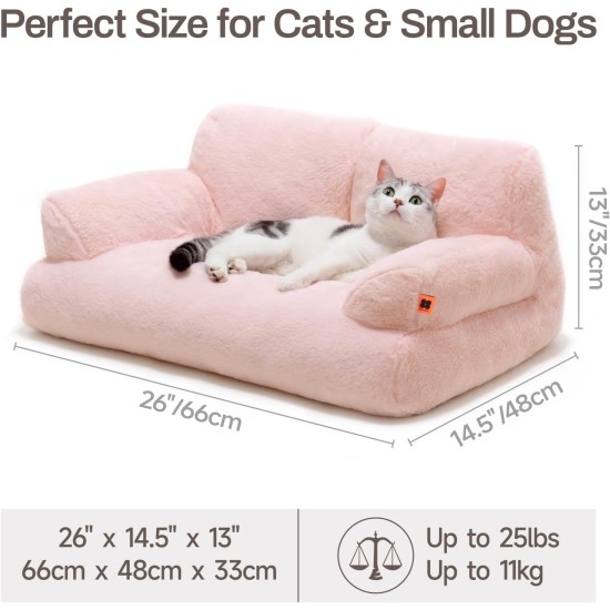 MEWOOFUN Large Cat Bed, Small Dog Sofa, Fluffy and Washable, Cat Sofa, Dog Bed for Cats, Soft Cat Bed, Cat Couch with Non-Slip Underside, White, 66 x 48 cm MEWOOFUN Large Cat Bed, Small Dog Sofa, Fluffy and Washable, Cat Sofa, Dog Bed for Cats, Soft Cat Bed, Cat Couch with Non-Slip Underside, White, 66 x 48 cm