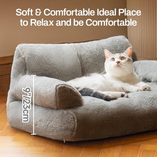 MEWOOFUN Large Cat Bed, Small Dog Sofa, Fluffy and Washable, Cat Sofa, Dog Bed for Cats, Soft Cat Bed, Cat Couch with Non-Slip Underside, White, 66 x 48 cm MEWOOFUN Large Cat Bed, Small Dog Sofa, Fluffy and Washable, Cat Sofa, Dog Bed for Cats, Soft Cat Bed, Cat Couch with Non-Slip Underside, White, 66 x 48 cm