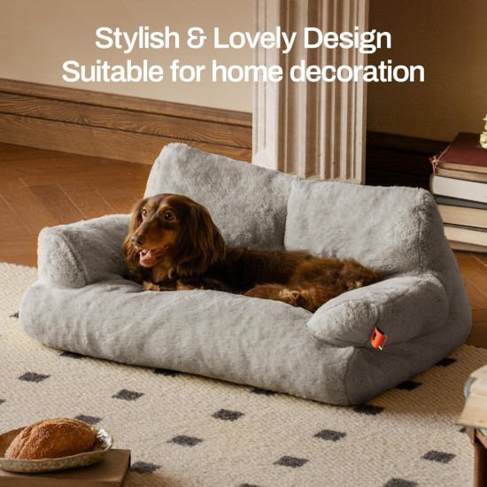 MEWOOFUN Large Cat Bed, Small Dog Sofa, Fluffy and Washable, Cat Sofa, Dog Bed for Cats, Soft Cat Bed, Cat Couch with Non-Slip Underside, White, 66 x 48 cm MEWOOFUN Large Cat Bed, Small Dog Sofa, Fluffy and Washable, Cat Sofa, Dog Bed for Cats, Soft Cat Bed, Cat Couch with Non-Slip Underside, White, 66 x 48 cm
