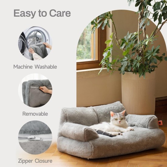 MEWOOFUN Large Cat Bed, Small Dog Sofa, Fluffy and Washable, Cat Sofa, Dog Bed for Cats, Soft Cat Bed, Cat Couch with Non-Slip Underside, White, 66 x 48 cm MEWOOFUN Large Cat Bed, Small Dog Sofa, Fluffy and Washable, Cat Sofa, Dog Bed for Cats, Soft Cat Bed, Cat Couch with Non-Slip Underside, White, 66 x 48 cm
