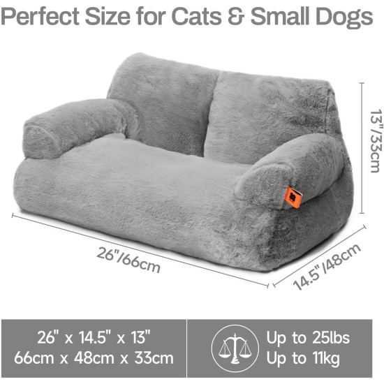 MEWOOFUN Large Cat Bed, Small Dog Sofa, Fluffy and Washable, Cat Sofa, Dog Bed for Cats, Soft Cat Bed, Cat Couch with Non-Slip Underside, White, 66 x 48 cm MEWOOFUN Large Cat Bed, Small Dog Sofa, Fluffy and Washable, Cat Sofa, Dog Bed for Cats, Soft Cat Bed, Cat Couch with Non-Slip Underside, White, 66 x 48 cm