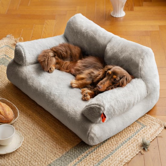 MEWOOFUN Large Cat Bed, Small Dog Sofa, Fluffy and Washable, Cat Sofa, Dog Bed for Cats, Soft Cat Bed, Cat Couch with Non-Slip Underside, White, 66 x 48 cm MEWOOFUN Large Cat Bed, Small Dog Sofa, Fluffy and Washable, Cat Sofa, Dog Bed for Cats, Soft Cat Bed, Cat Couch with Non-Slip Underside, White, 66 x 48 cm