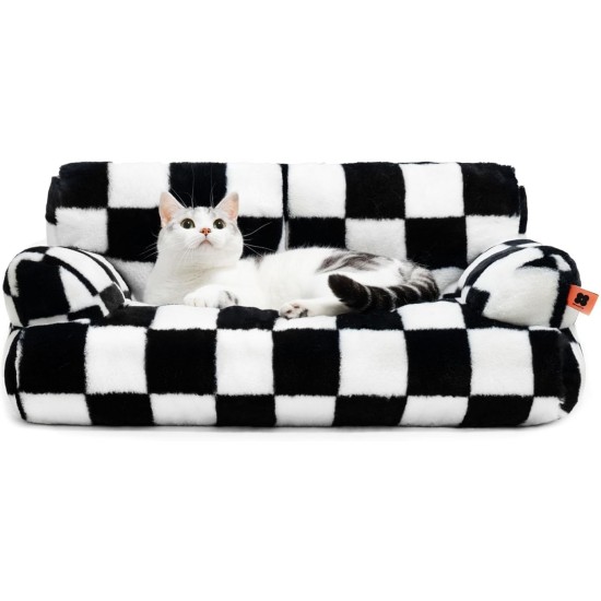 MEWOOFUN Large Cat Bed, Small Dog Sofa, Fluffy and Washable, Cat Sofa, Dog Bed for Cats, Soft Cat Bed, Cat Couch with Non-Slip Underside, White, 66 x 48 cm MEWOOFUN Large Cat Bed, Small Dog Sofa, Fluffy and Washable, Cat Sofa, Dog Bed for Cats, Soft Cat Bed, Cat Couch with Non-Slip Underside, White, 66 x 48 cm