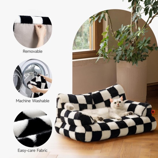 MEWOOFUN Large Cat Bed, Small Dog Sofa, Fluffy and Washable, Cat Sofa, Dog Bed for Cats, Soft Cat Bed, Cat Couch with Non-Slip Underside, White, 66 x 48 cm MEWOOFUN Large Cat Bed, Small Dog Sofa, Fluffy and Washable, Cat Sofa, Dog Bed for Cats, Soft Cat Bed, Cat Couch with Non-Slip Underside, White, 66 x 48 cm