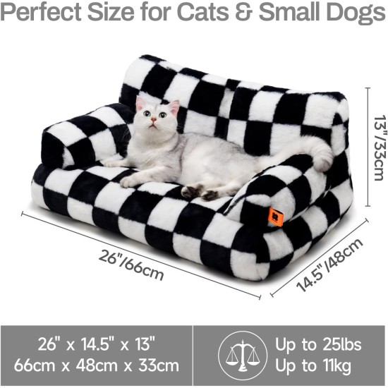 MEWOOFUN Large Cat Bed, Small Dog Sofa, Fluffy and Washable, Cat Sofa, Dog Bed for Cats, Soft Cat Bed, Cat Couch with Non-Slip Underside, White, 66 x 48 cm MEWOOFUN Large Cat Bed, Small Dog Sofa, Fluffy and Washable, Cat Sofa, Dog Bed for Cats, Soft Cat Bed, Cat Couch with Non-Slip Underside, White, 66 x 48 cm