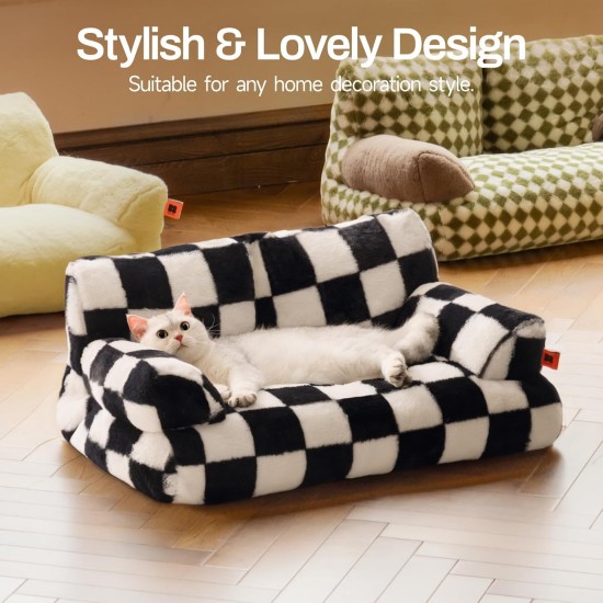 MEWOOFUN Large Cat Bed, Small Dog Sofa, Fluffy and Washable, Cat Sofa, Dog Bed for Cats, Soft Cat Bed, Cat Couch with Non-Slip Underside, White, 66 x 48 cm MEWOOFUN Large Cat Bed, Small Dog Sofa, Fluffy and Washable, Cat Sofa, Dog Bed for Cats, Soft Cat Bed, Cat Couch with Non-Slip Underside, White, 66 x 48 cm
