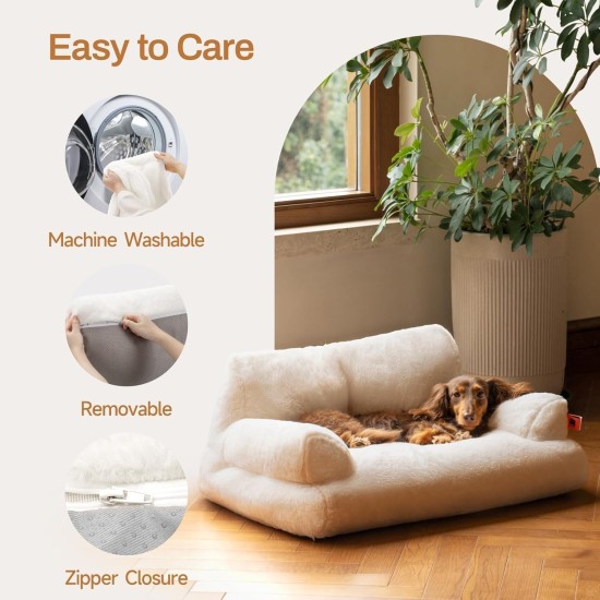 MEWOOFUN Large Cat Bed, Small Dog Sofa, Fluffy and Washable, Cat Sofa, Dog Bed for Cats, Soft Cat Bed, Cat Couch with Non-Slip Underside, White, 66 x 48 cm MEWOOFUN Large Cat Bed, Small Dog Sofa, Fluffy and Washable, Cat Sofa, Dog Bed for Cats, Soft Cat Bed, Cat Couch with Non-Slip Underside, White, 66 x 48 cm