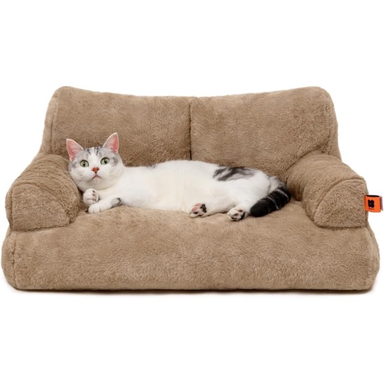 MEWOOFUN Large Cat Bed, Small Dog Sofa, Fluffy and Washable, Cat Sofa, Dog Bed for Cats, Soft Cat Bed, Cat Couch with Non-Slip Underside, White, 66 x 48 cm MEWOOFUN Large Cat Bed, Small Dog Sofa, Fluffy and Washable, Cat Sofa, Dog Bed for Cats, Soft Cat Bed, Cat Couch with Non-Slip Underside, White, 66 x 48 cm