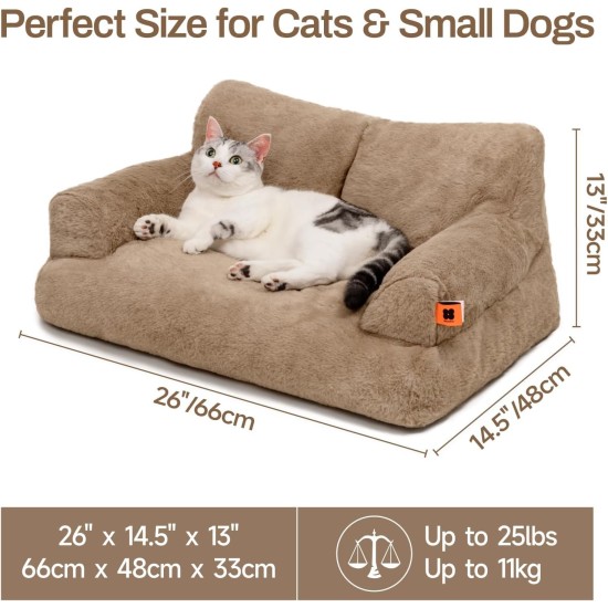 MEWOOFUN Large Cat Bed, Small Dog Sofa, Fluffy and Washable, Cat Sofa, Dog Bed for Cats, Soft Cat Bed, Cat Couch with Non-Slip Underside, White, 66 x 48 cm MEWOOFUN Large Cat Bed, Small Dog Sofa, Fluffy and Washable, Cat Sofa, Dog Bed for Cats, Soft Cat Bed, Cat Couch with Non-Slip Underside, White, 66 x 48 cm