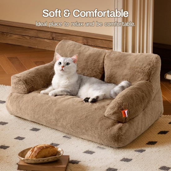 MEWOOFUN Large Cat Bed, Small Dog Sofa, Fluffy and Washable, Cat Sofa, Dog Bed for Cats, Soft Cat Bed, Cat Couch with Non-Slip Underside, White, 66 x 48 cm MEWOOFUN Large Cat Bed, Small Dog Sofa, Fluffy and Washable, Cat Sofa, Dog Bed for Cats, Soft Cat Bed, Cat Couch with Non-Slip Underside, White, 66 x 48 cm