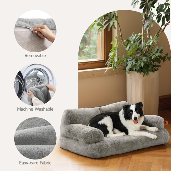 MEWOOFUN Large Cat Bed, Small Dog Sofa, Fluffy and Washable, Cat Sofa, Dog Bed for Cats, Soft Cat Bed, Cat Couch with Non-Slip Underside, White, 66 x 48 cm MEWOOFUN Large Cat Bed, Small Dog Sofa, Fluffy and Washable, Cat Sofa, Dog Bed for Cats, Soft Cat Bed, Cat Couch with Non-Slip Underside, White, 66 x 48 cm