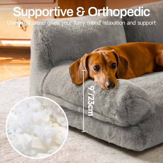 MEWOOFUN Large Cat Bed, Small Dog Sofa, Fluffy and Washable, Cat Sofa, Dog Bed for Cats, Soft Cat Bed, Cat Couch with Non-Slip Underside, White, 66 x 48 cm MEWOOFUN Large Cat Bed, Small Dog Sofa, Fluffy and Washable, Cat Sofa, Dog Bed for Cats, Soft Cat Bed, Cat Couch with Non-Slip Underside, White, 66 x 48 cm