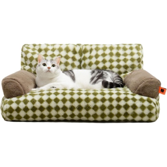 MEWOOFUN Large Cat Bed, Small Dog Sofa, Fluffy and Washable, Cat Sofa, Dog Bed for Cats, Soft Cat Bed, Cat Couch with Non-Slip Underside, White, 66 x 48 cm MEWOOFUN Large Cat Bed, Small Dog Sofa, Fluffy and Washable, Cat Sofa, Dog Bed for Cats, Soft Cat Bed, Cat Couch with Non-Slip Underside, White, 66 x 48 cm