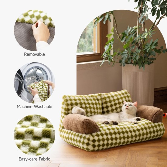 MEWOOFUN Large Cat Bed, Small Dog Sofa, Fluffy and Washable, Cat Sofa, Dog Bed for Cats, Soft Cat Bed, Cat Couch with Non-Slip Underside, White, 66 x 48 cm MEWOOFUN Large Cat Bed, Small Dog Sofa, Fluffy and Washable, Cat Sofa, Dog Bed for Cats, Soft Cat Bed, Cat Couch with Non-Slip Underside, White, 66 x 48 cm