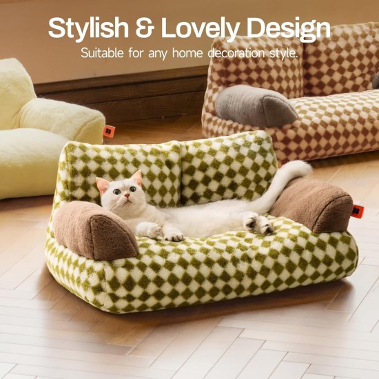 MEWOOFUN Large Cat Bed, Small Dog Sofa, Fluffy and Washable, Cat Sofa, Dog Bed for Cats, Soft Cat Bed, Cat Couch with Non-Slip Underside, White, 66 x 48 cm MEWOOFUN Large Cat Bed, Small Dog Sofa, Fluffy and Washable, Cat Sofa, Dog Bed for Cats, Soft Cat Bed, Cat Couch with Non-Slip Underside, White, 66 x 48 cm