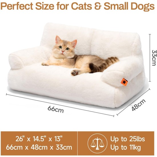 MEWOOFUN Large Cat Bed, Small Dog Sofa, Fluffy and Washable, Cat Sofa, Dog Bed for Cats, Soft Cat Bed, Cat Couch with Non-Slip Underside, White, 66 x 48 cm MEWOOFUN Large Cat Bed, Small Dog Sofa, Fluffy and Washable, Cat Sofa, Dog Bed for Cats, Soft Cat Bed, Cat Couch with Non-Slip Underside, White, 66 x 48 cm