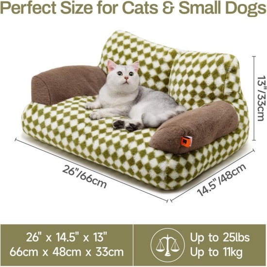 MEWOOFUN Large Cat Bed, Small Dog Sofa, Fluffy and Washable, Cat Sofa, Dog Bed for Cats, Soft Cat Bed, Cat Couch with Non-Slip Underside, White, 66 x 48 cm MEWOOFUN Large Cat Bed, Small Dog Sofa, Fluffy and Washable, Cat Sofa, Dog Bed for Cats, Soft Cat Bed, Cat Couch with Non-Slip Underside, White, 66 x 48 cm